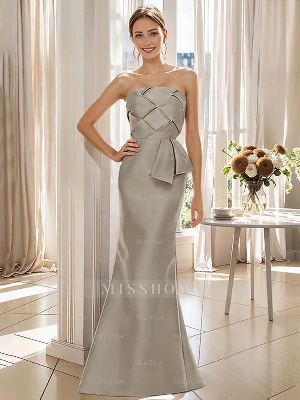Strapless Sleeveless Floor-Length Mother of the Bride Trumpet/Mermaid Dress with Bowknot