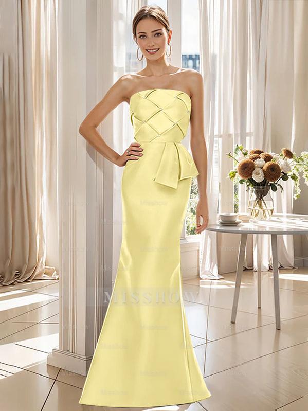 Strapless Sleeveless Floor-Length Mother of the Bride Trumpet/Mermaid Dress with Bowknot