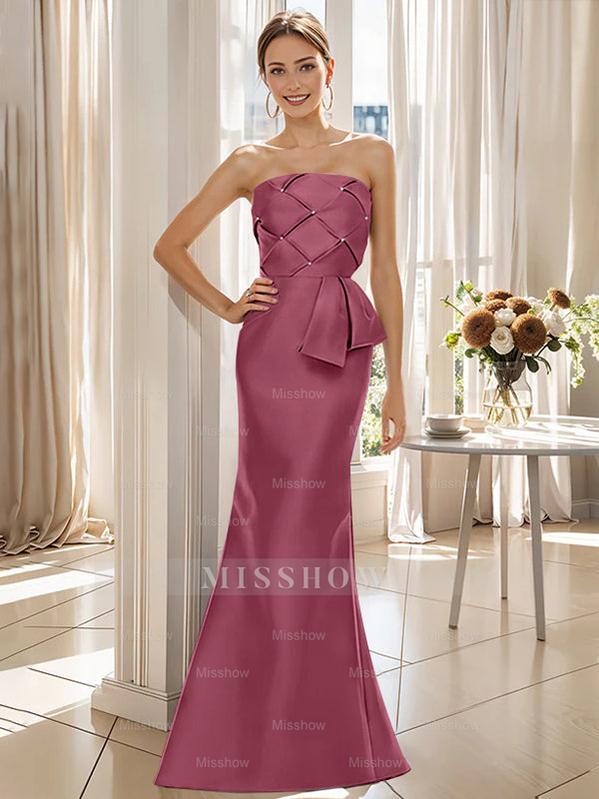Strapless Sleeveless Floor-Length Mother of the Bride Trumpet/Mermaid Dress with Bowknot
