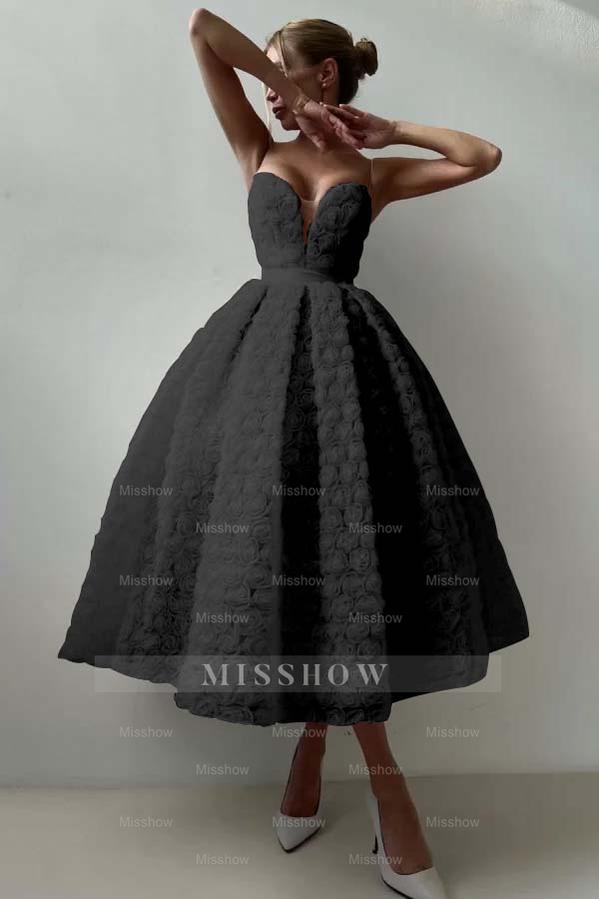 Strapless Sleeveless Long A Line Formal Dress With Appliques Belt