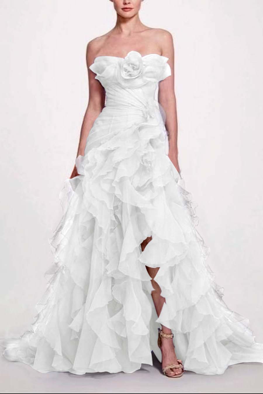 Strapless Sleeveless Long High Split Formal Dress With Pleated