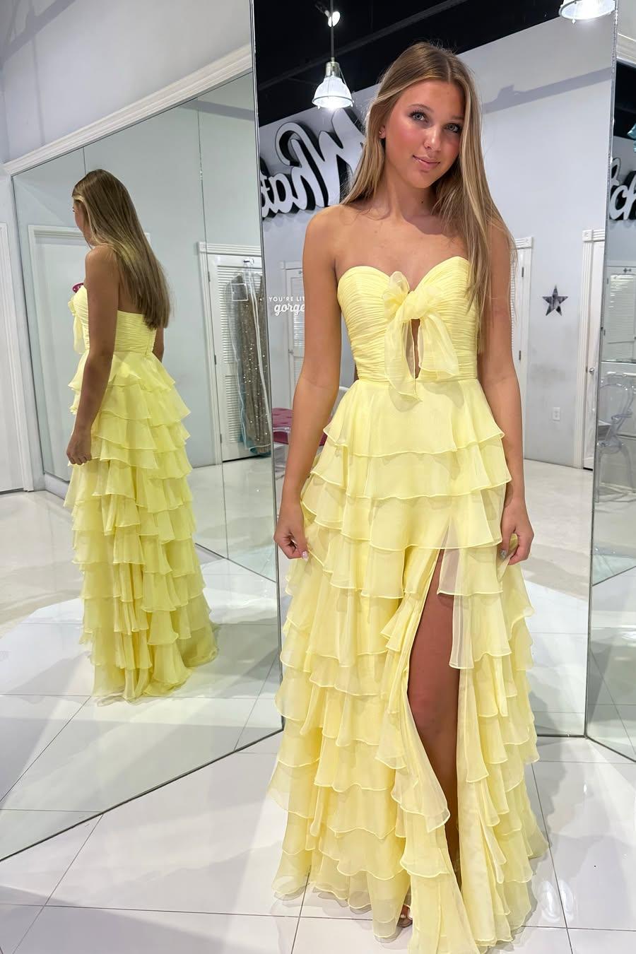 Strapless Sleeveless Long High Split Formal Dress With Pleated