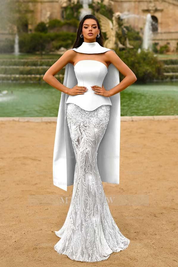 Strapless Sleeveless Long Mermaid Formal Dress With Appliques
