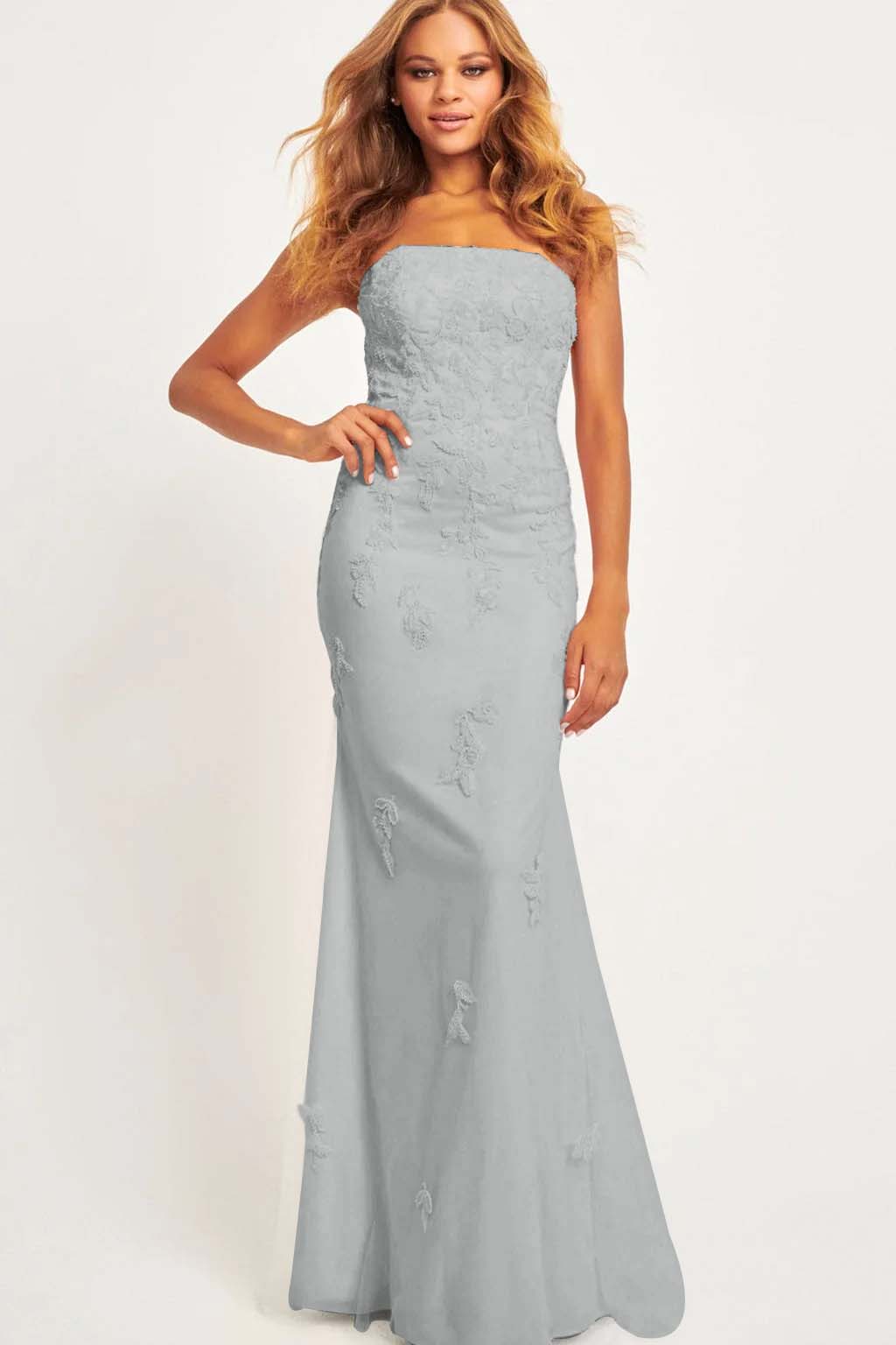 Strapless Sleeveless Long Mermaid Formal Dress With Appliques