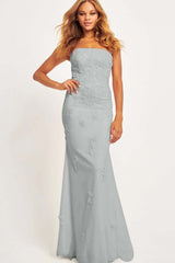 Strapless Sleeveless Long Mermaid Formal Dress With Appliques