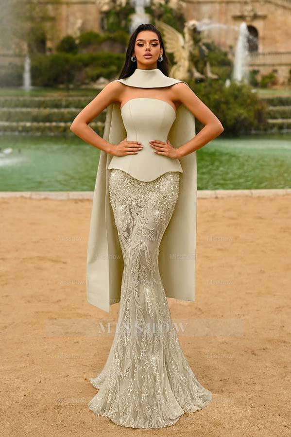 Strapless Sleeveless Long Mermaid Formal Dress With Appliques