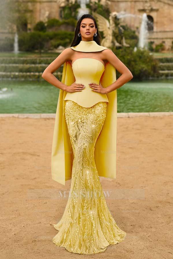 Strapless Sleeveless Long Mermaid Formal Dress With Appliques