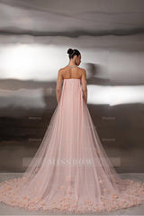 Strapless Sleeveless Long Mermaid Formal Dress With Appliques Gloves