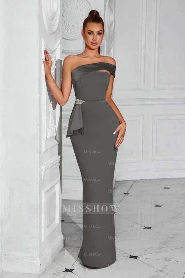 Strapless Sleeveless Long Mermaid Formal Dress With Pleated Beading