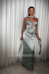 Strapless Sleeveless Long Mermaid Formal Dress With Pleated Beading