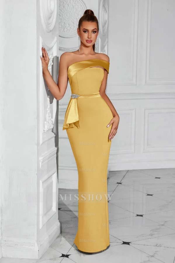 Strapless Sleeveless Long Mermaid Formal Dress With Pleated Beading