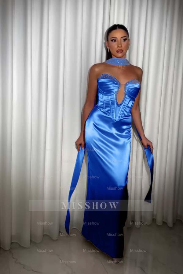 Strapless Sleeveless Long Mermaid Formal Dress With Pleated Beading