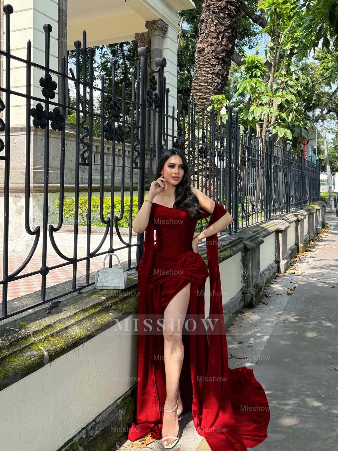 Strapless Sleeveless Long Mermaid Formal Dress With Split Pleated