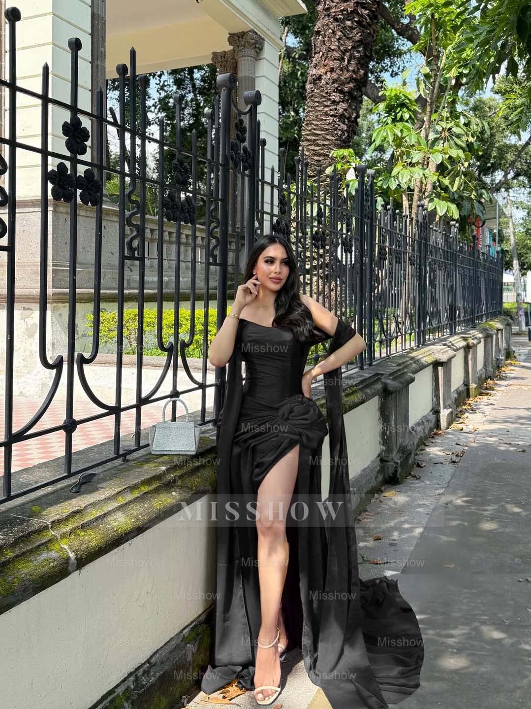 Strapless Sleeveless Long Mermaid Formal Dress With Split Pleated