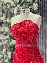 Strapless Sleeveless Long Mermaid Formal Dress With Tulle Appliques