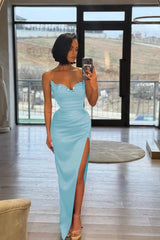 Strapless Sleeveless Long Split Formal Dress With Pleated Sequins