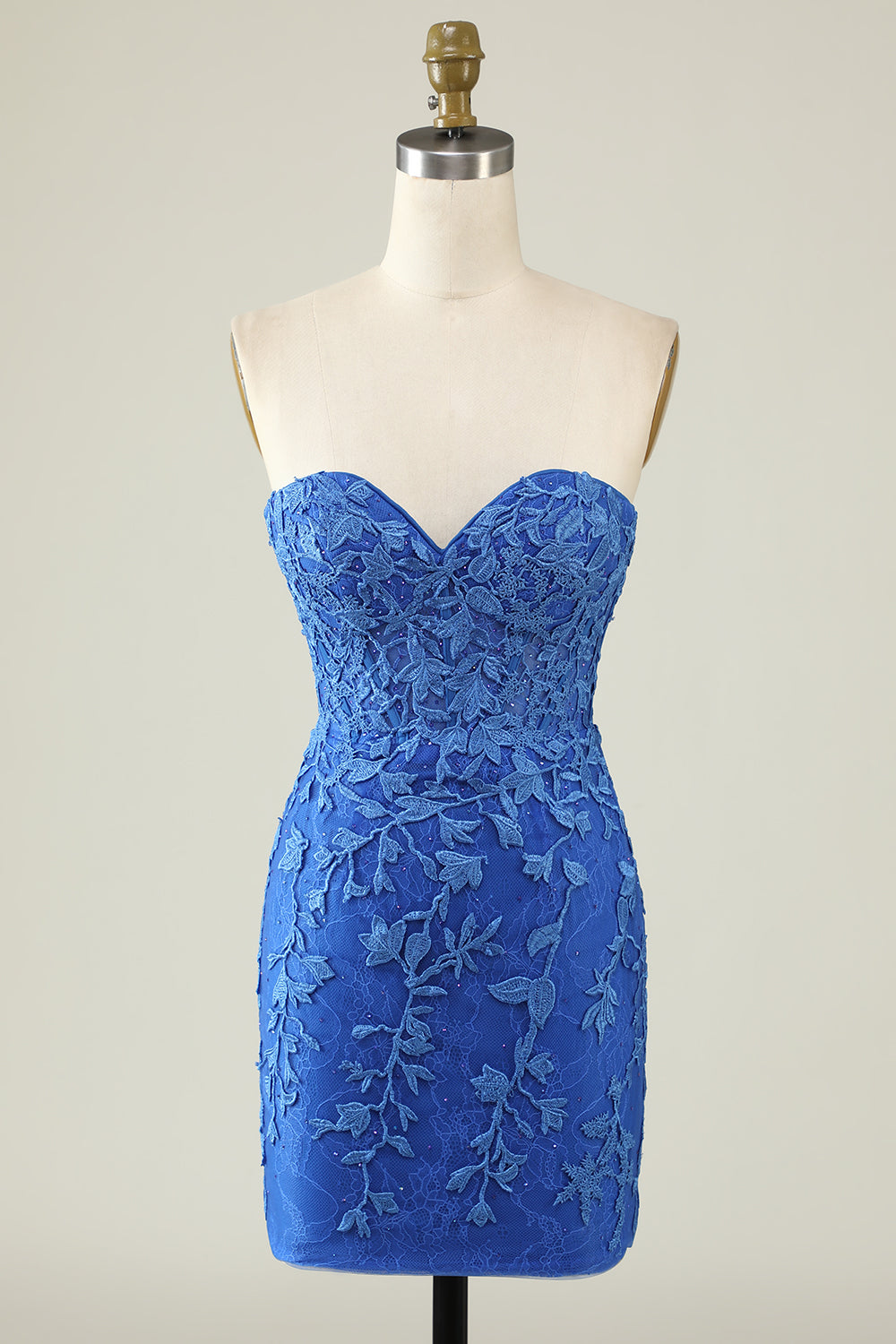 Royal blue sweetheart applique bodycon homecoming dress