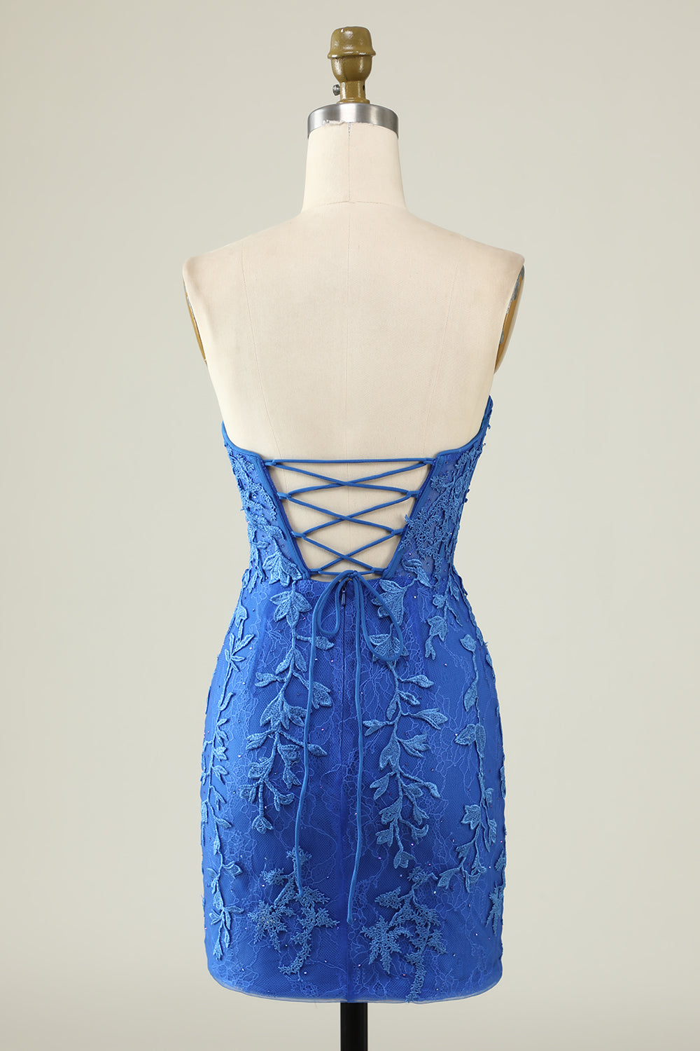 Royal blue sweetheart applique bodycon homecoming dress