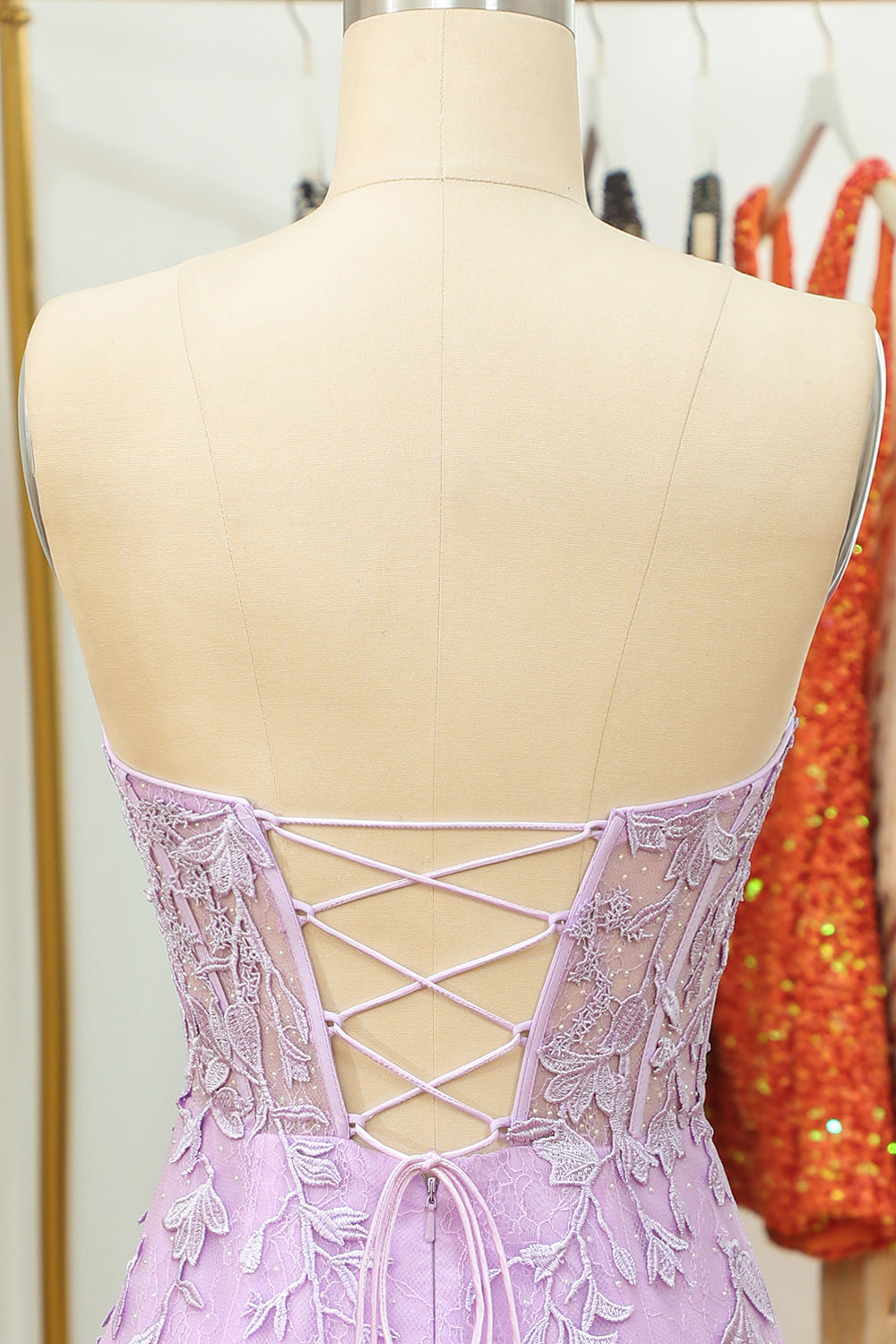 Lilac sweetheart applique bodycon homecoming dress