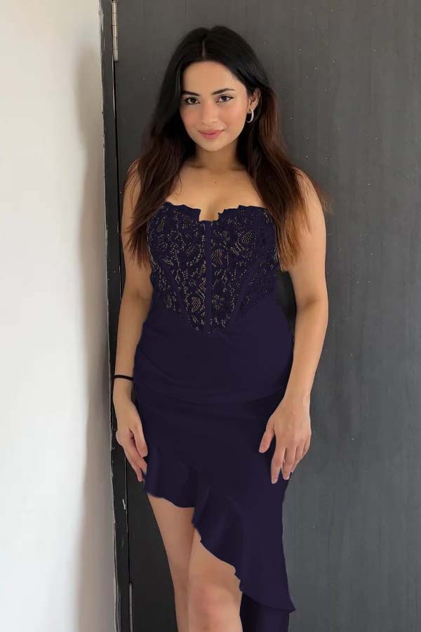 Strapless Sweetheart Sleeveless Formal Dress With Pleated Ruffle