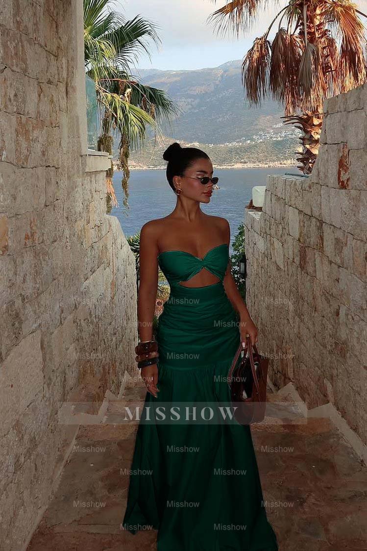 Strapless Sweetheart Sleeveless Long Formal Dress With Pleated