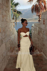 Strapless Sweetheart Sleeveless Long Formal Dress With Pleated