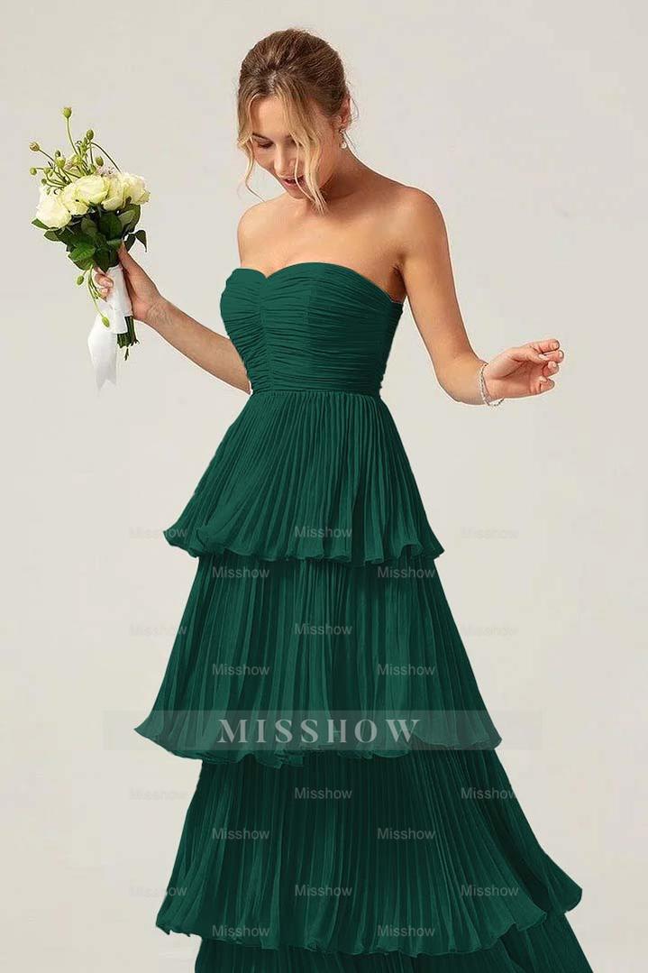 Strapless Sweetheart Sleeveless Long Formal Dress With Ruffles