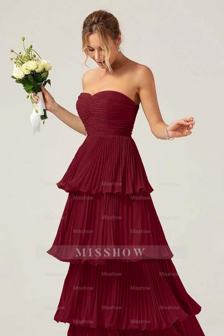 Strapless Sweetheart Sleeveless Long Formal Dress With Ruffles