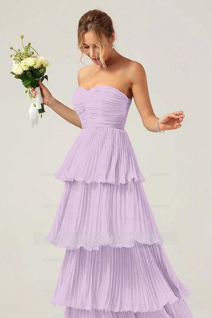 Strapless Sweetheart Sleeveless Long Formal Dress With Ruffles
