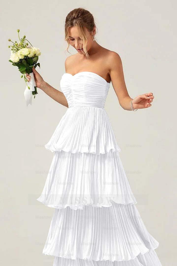 Strapless Sweetheart Sleeveless Long Formal Dress With Ruffles