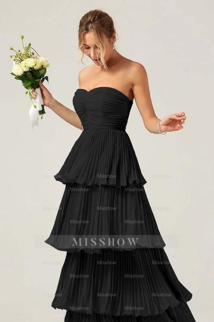 Strapless Sweetheart Sleeveless Long Formal Dress With Ruffles
