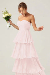 Strapless Sweetheart Sleeveless Long Formal Dress With Ruffles