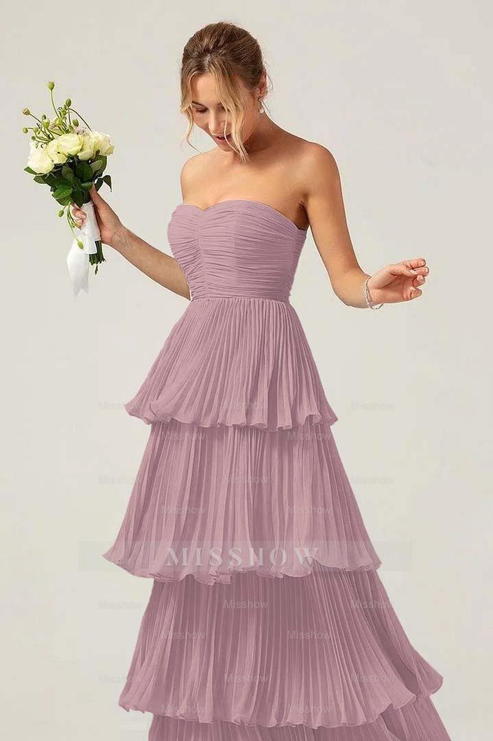 Strapless Sweetheart Sleeveless Long Formal Dress With Ruffles