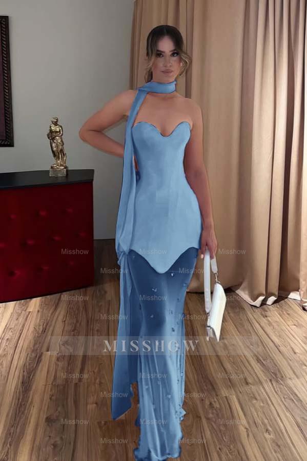 Strapless Sweetheart Sleeveless Long Mermaid Formal Dress With Beading