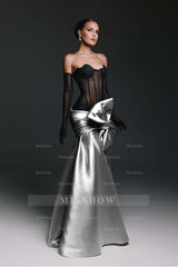 Strapless Sweetheart Sleeveless Long Mermaid Formal Dress With Gloves