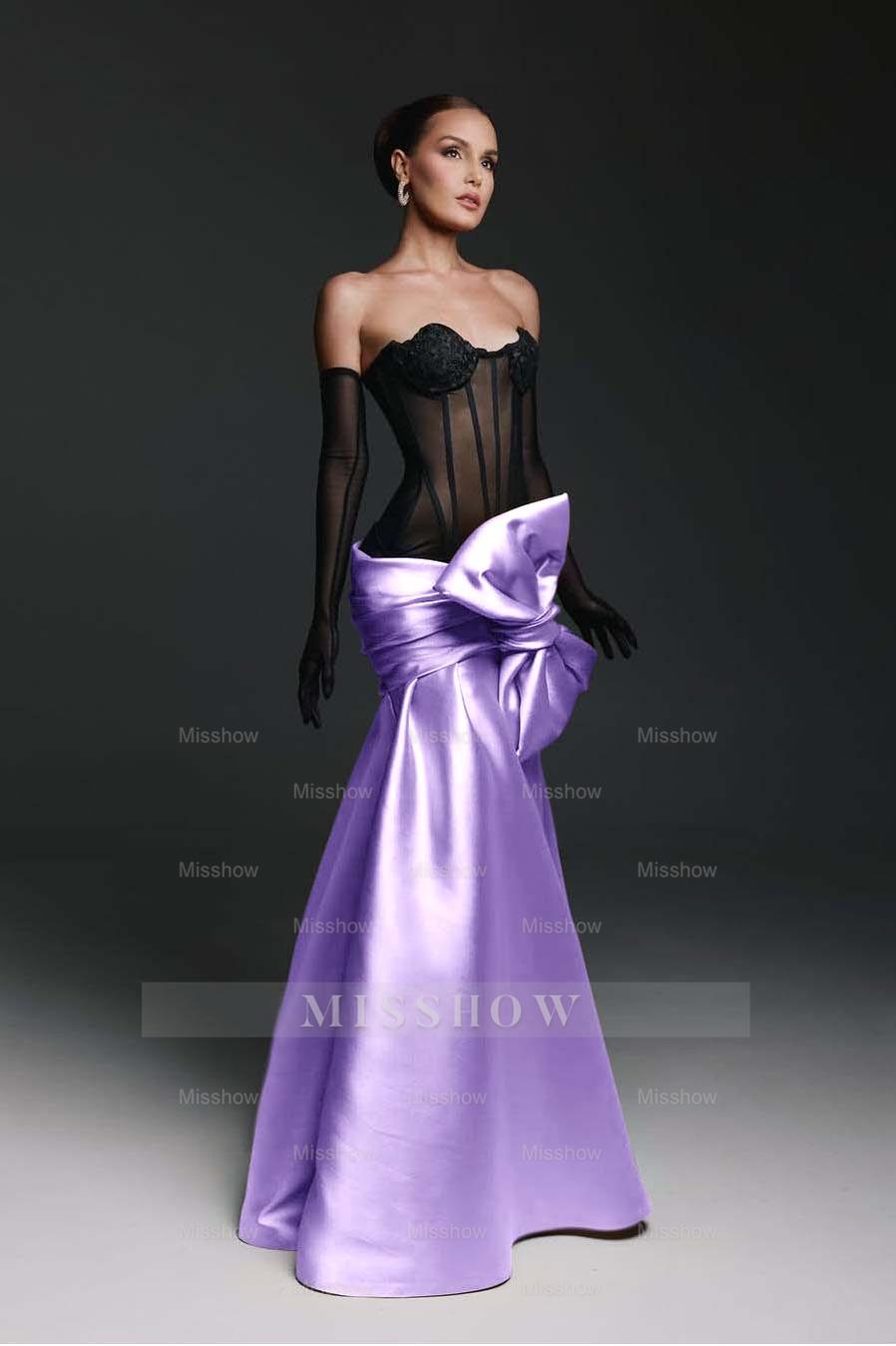 Strapless Sweetheart Sleeveless Long Mermaid Formal Dress With Gloves