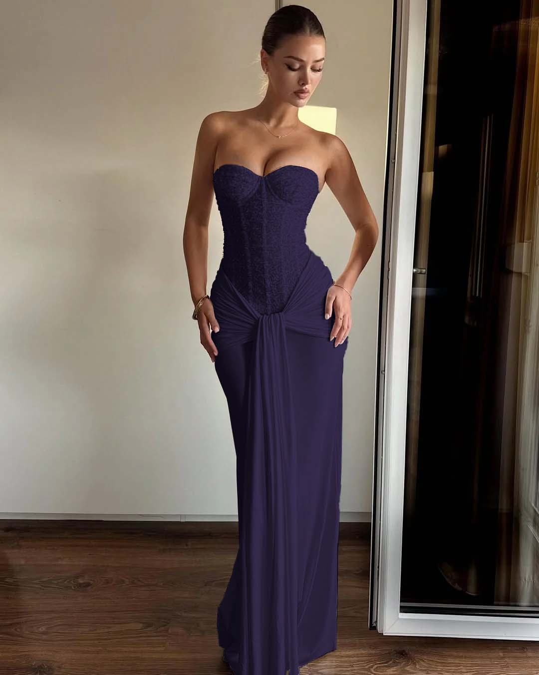 Strapless Sweetheart Sleeveless Long Mermaid Formal Dress With Pleated