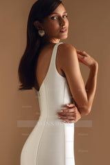 Straps Sleeveless Long Mermaid Formal Dress With Split Pleated