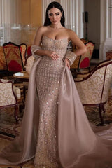 Stunning Dusk Off-The-Shoulder Rhinestones Mermaid Formal Dress with Detachable Train