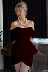 Stunning Off the Shoulder Sleeveless Short Formal Dress With Pleated