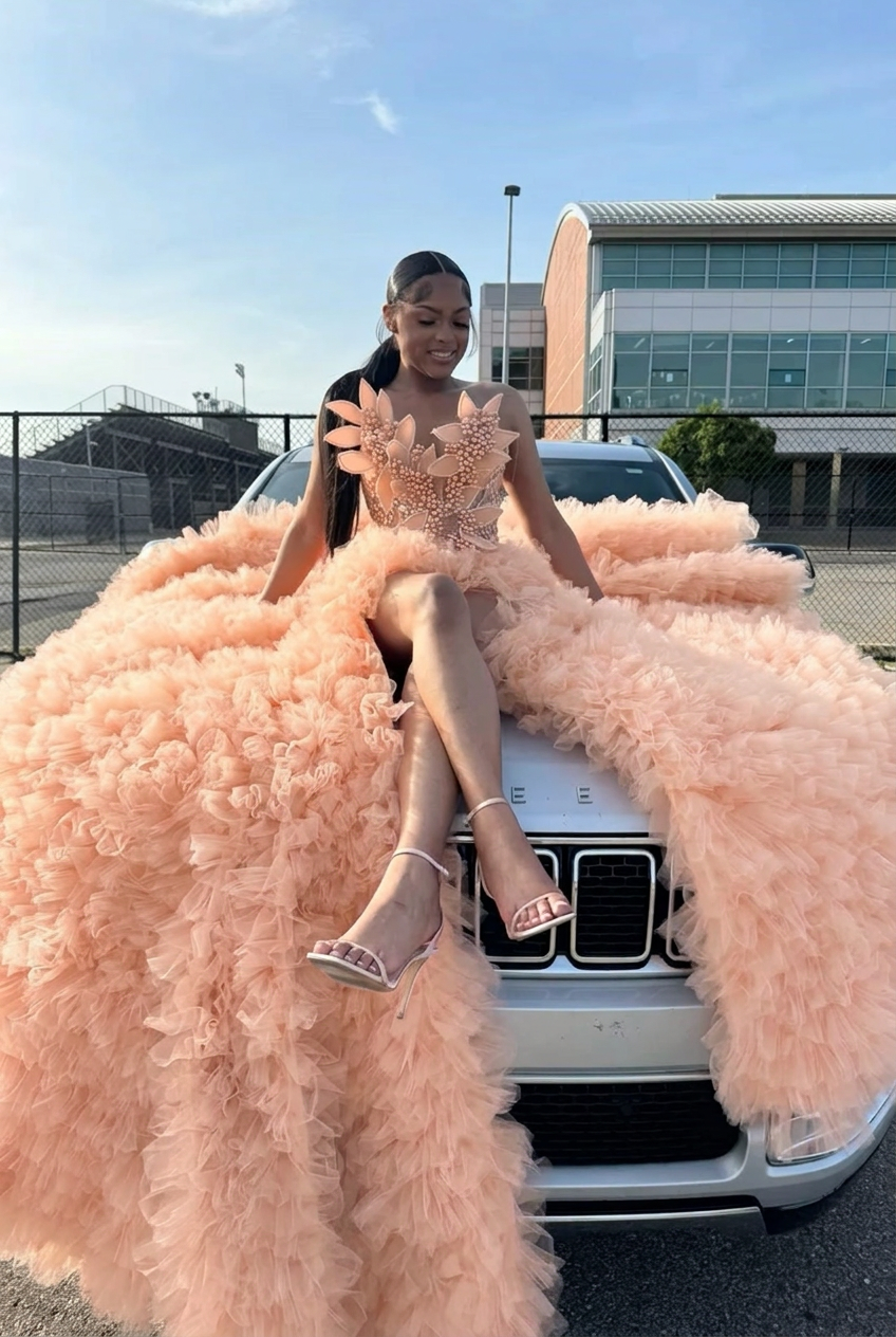 Pearl pink sweetheart split-front mermaid prom dress