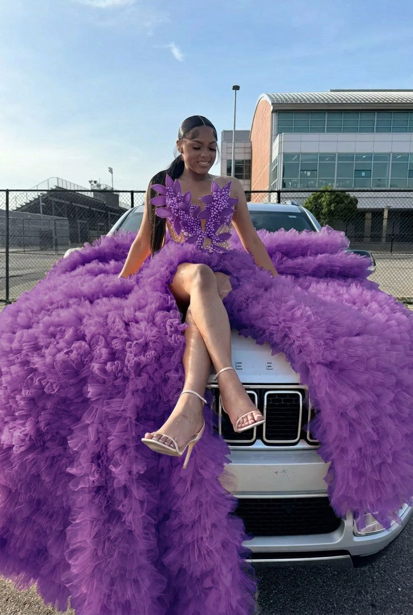 Grape sweetheart split-front mermaid prom dress