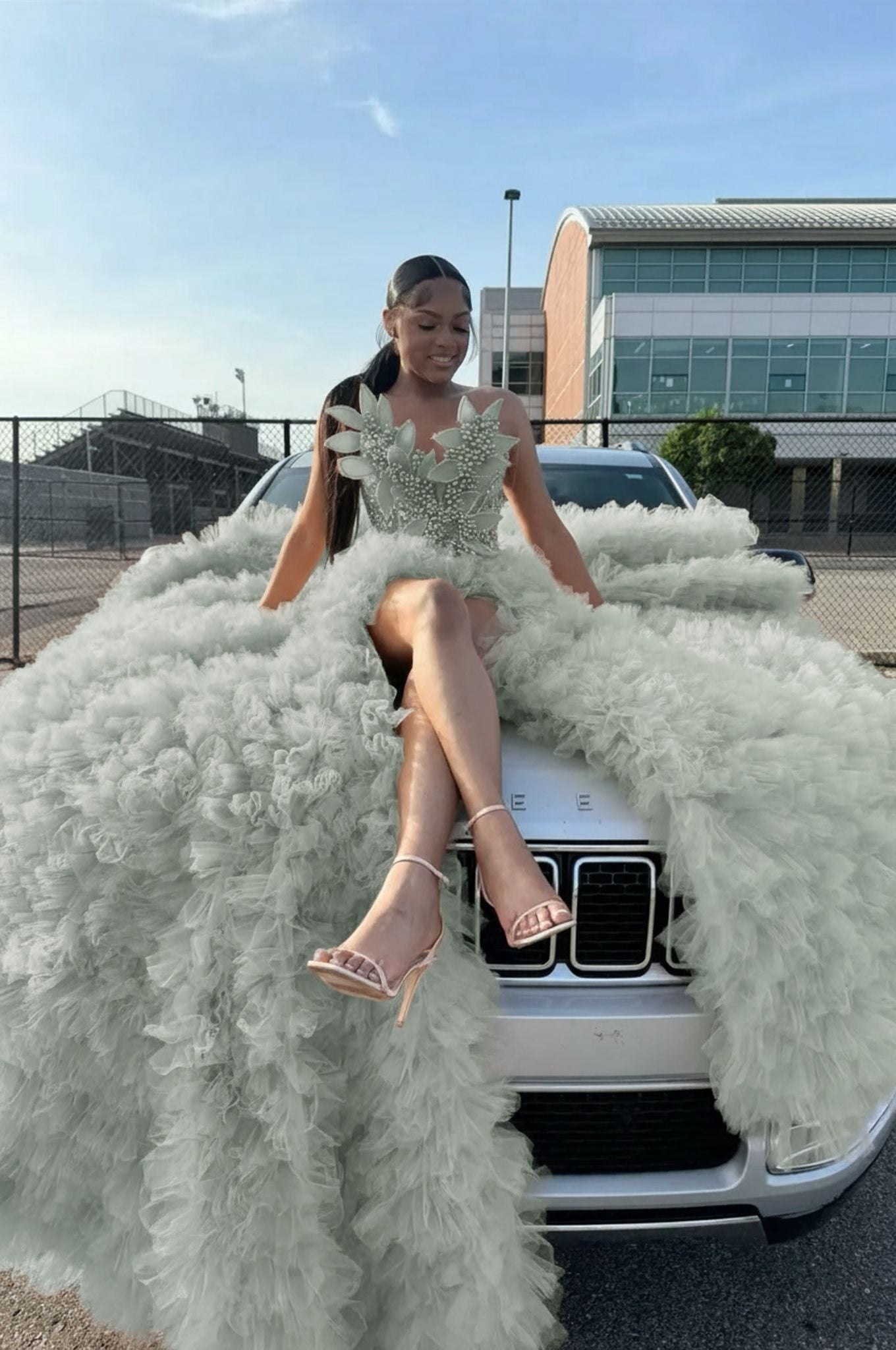 Stunning Pink Mermaid Prom Dress with Pearl Beading and Slit - Sleeveless Evening Gown