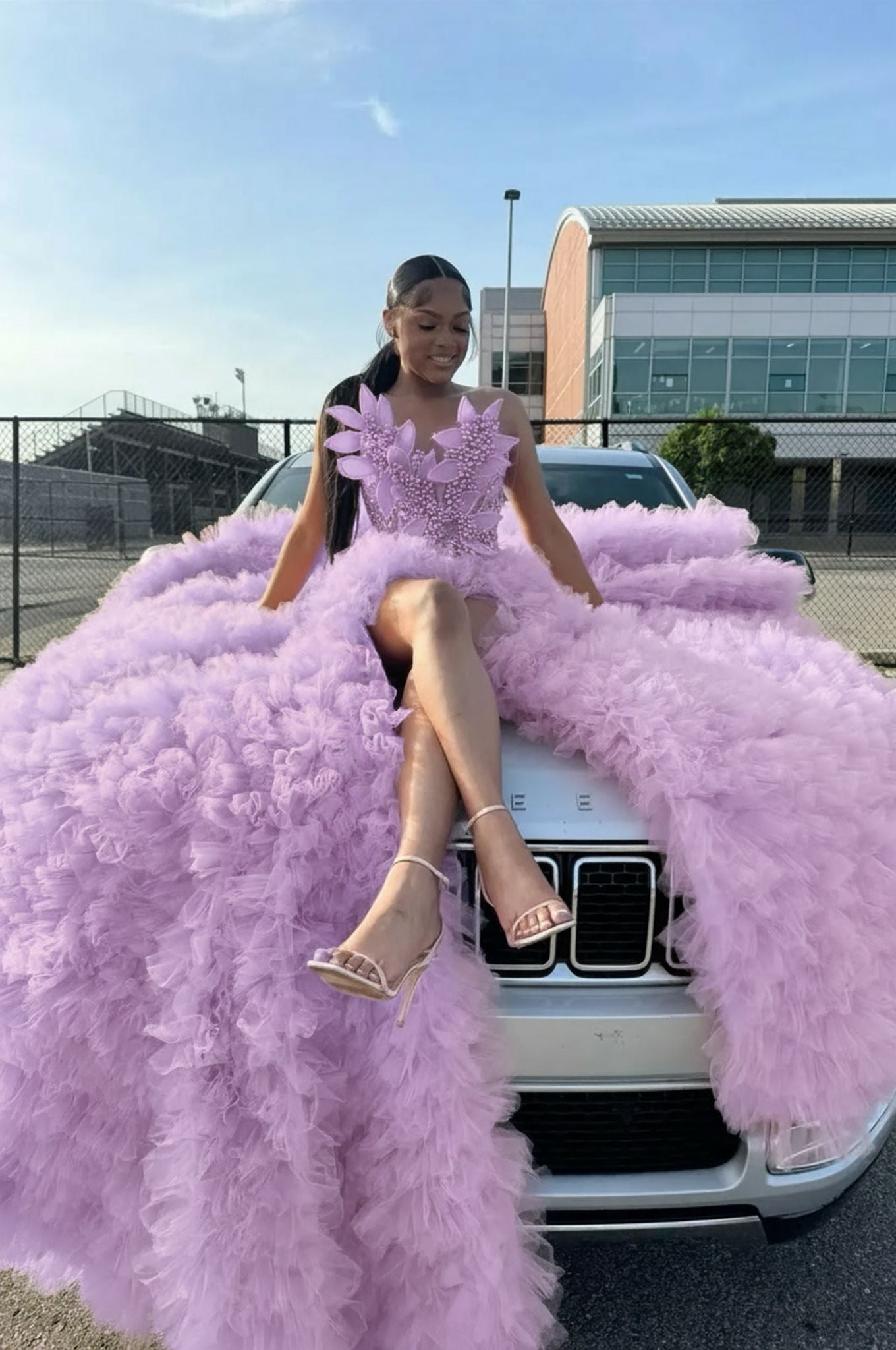 Stunning Pink Mermaid Prom Dress with Pearl Beading and Slit - Sleeveless Evening Gown