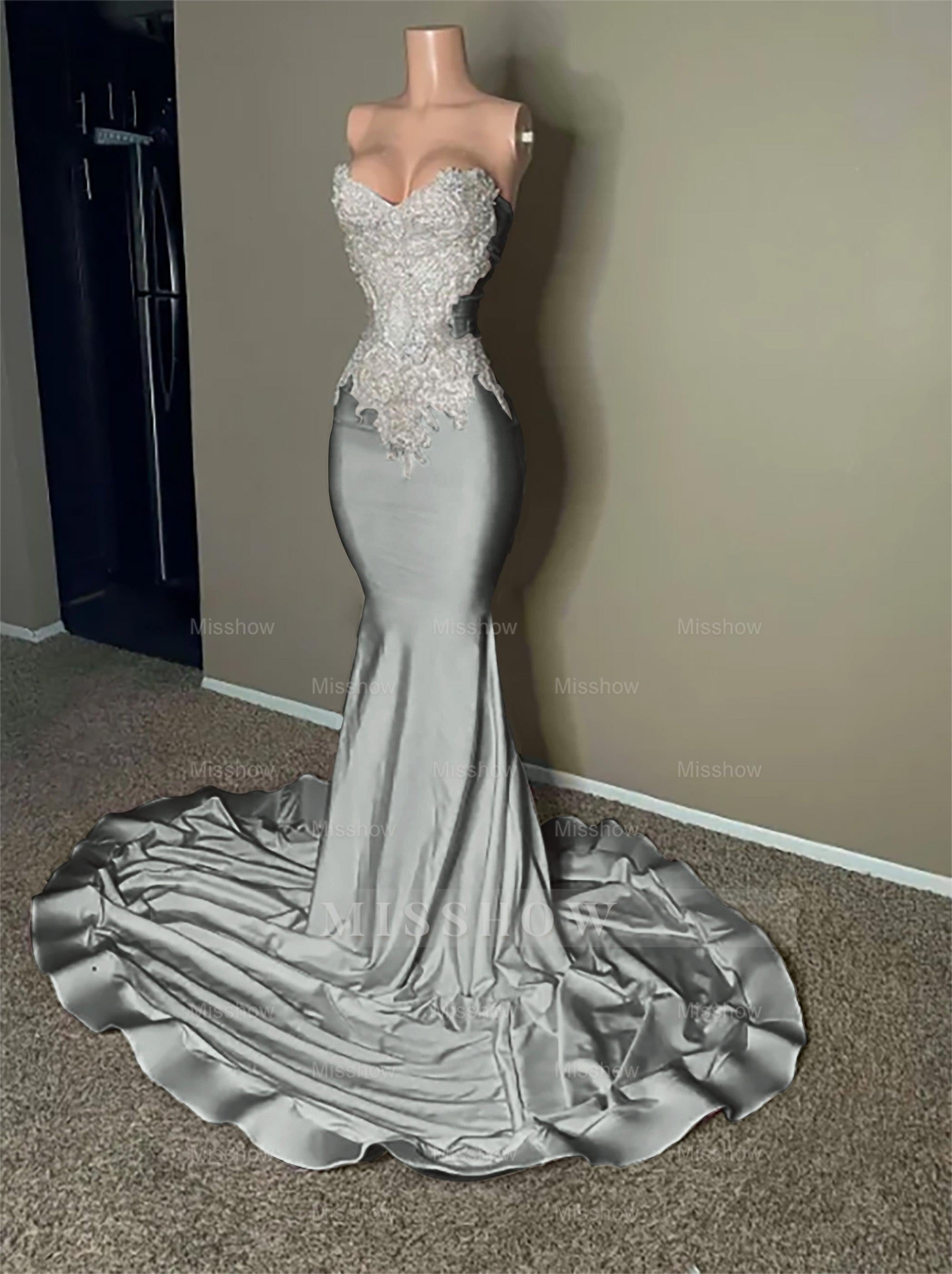 Stunning Pink Sleeveless Strapless Mermaid Long Formal Dress With Embroidery