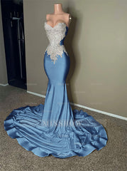 Stunning Pink Sleeveless Strapless Mermaid Long Formal Dress With Embroidery