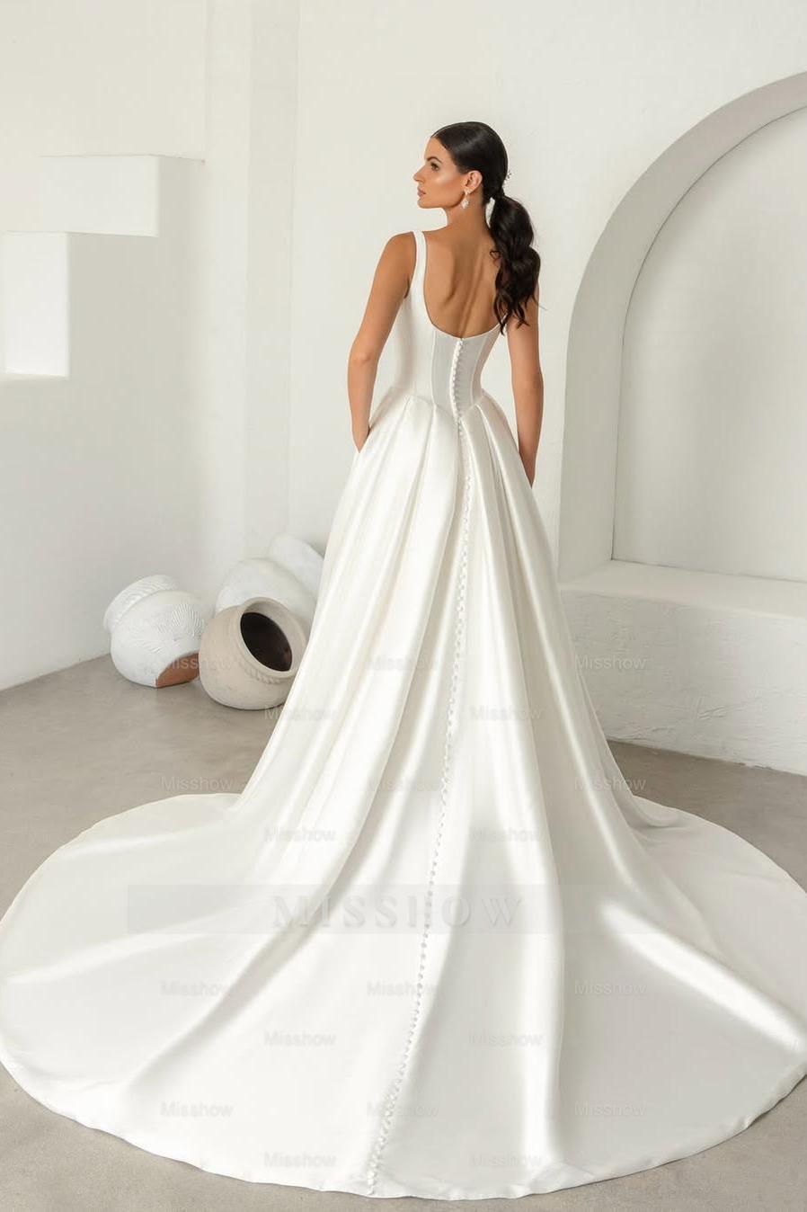 Stunning Straps Sleeveless Long Formal Dress With Pleated Pocket