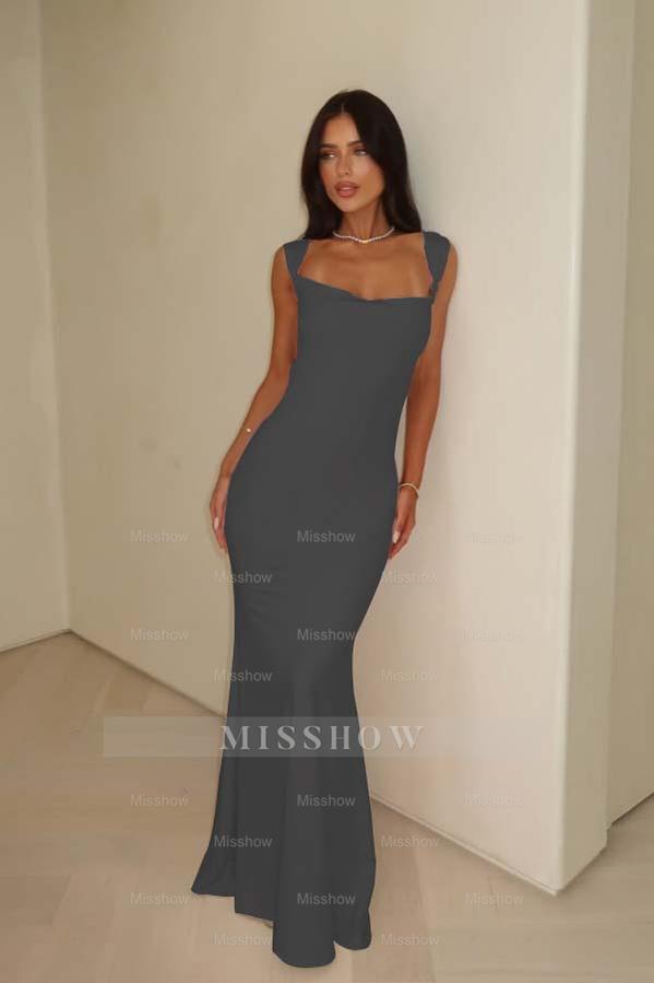 Stunning Straps Sleeveless Long Mermaid Formal Dress With Pleated