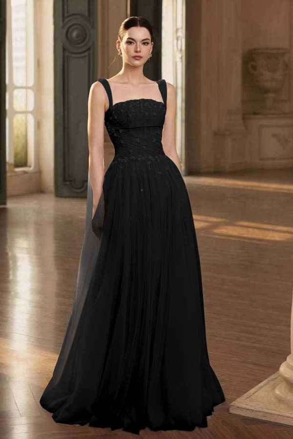 Stunning Tulle Straps Sleeveless Long Formal Dress With Beading