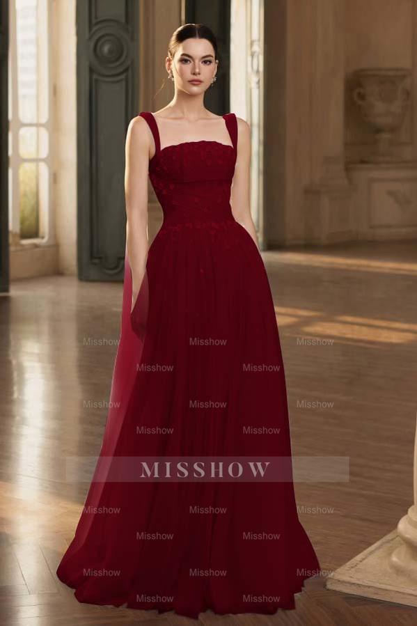 Stunning Tulle Straps Sleeveless Long Formal Dress With Beading